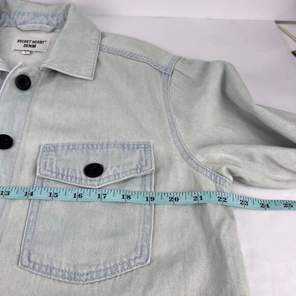 NEW Velvet Heart Thick Denim Full Button Light Blue Chore Shacket Medium - Picture 10 of 11